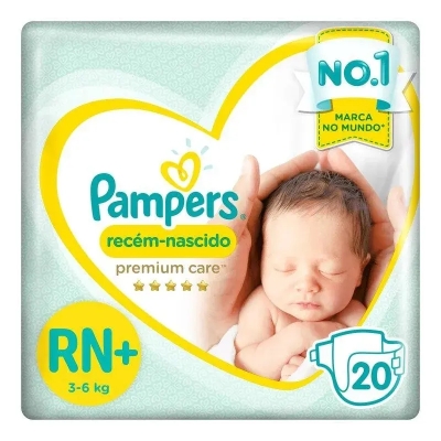 Fraldas Pampers Recém-nascido Premium Care Rn+ 20 Unidades