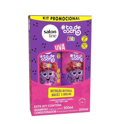 Kit Salon Line To De Cacho kids Shampoo 300ml e Condicionador 200ml Uva