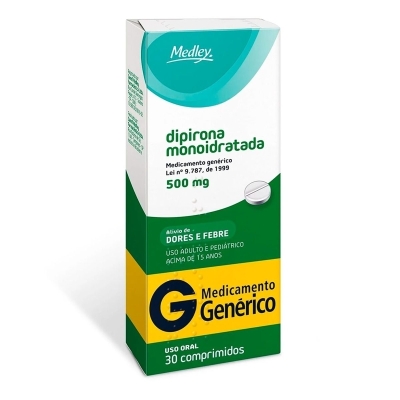 Dipirona Sodica 500mg 30 Comprimidos Genérico Medley 