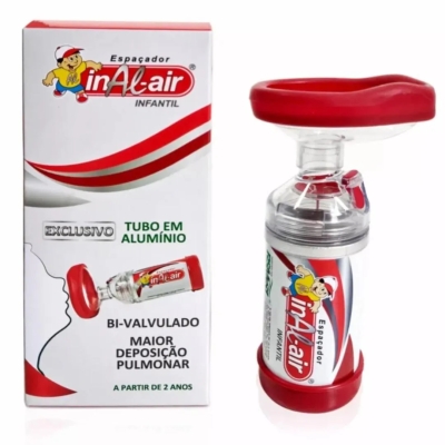 Espacador Inal Air Infantil Tubo em Alumínio para Bombinha de Asma e Medicamento Aerosol