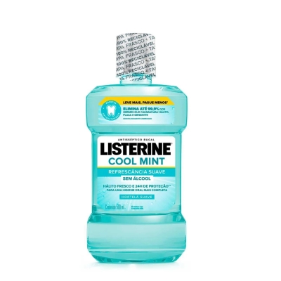 Enxaguante Antisséptico Bucal Listerine Cool Mint Zero Álcool Hortelã com 500ml
