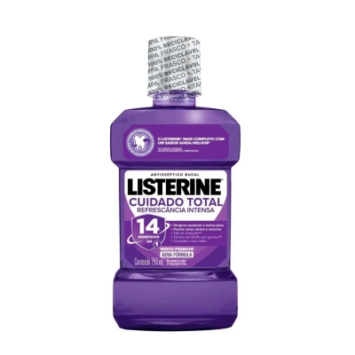 Enxaguante Antisséptico Bucal Listerine Cuidado Total Zero Álcool Menta Premium 250ml