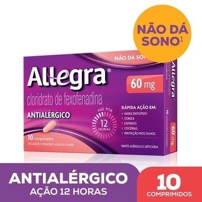 Antialérgico Allegra Cloridrato de Fexofenadina 60mg 10 Comprimidos