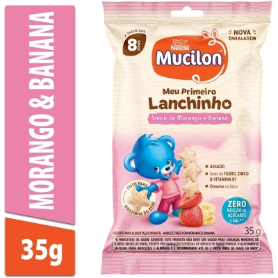 Snack Nestlé Mucilon Meu Primeiro Lanchinho Sabor Morango e Banana Pacote 35g