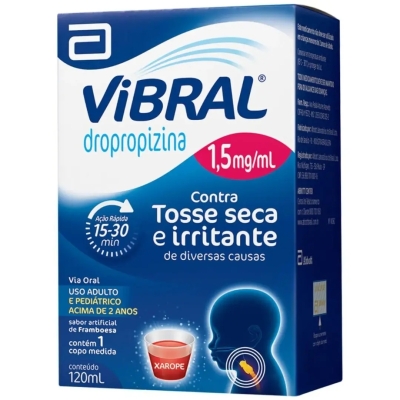 Vibral Pediátrico Dropropizina 1,5mg/ml Sabor Framboesa Xarope 120ml