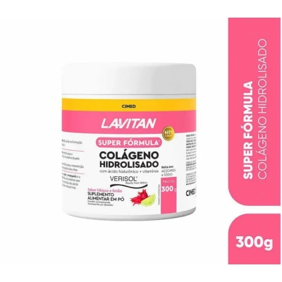 Lavitan Super Fórmula Verisol Colágeno Hidrolisado + Ácido Hialurônico Sabor Hibisco e Limão 300g