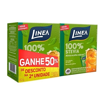 Adoçante Stevia em pó 2 Unidades 50 Sachês Linea 30g