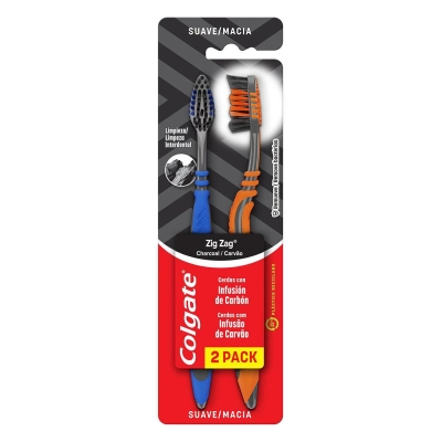 Escova Dental Colgate Zig Zag Carvão 2 Unidades