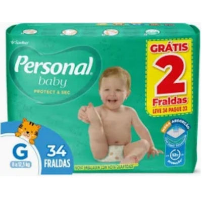 Fralda Personal Baby Protection & Sec G 34 Unidades