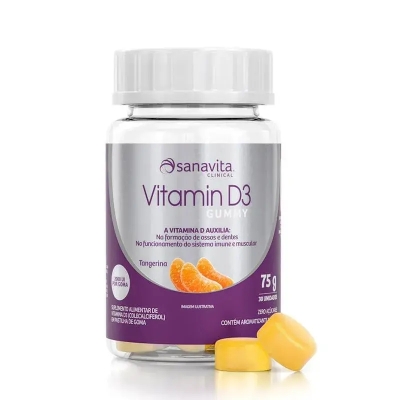 Vitamin D3 Gummy Tangerina 30 Cápsulas - Sanavita