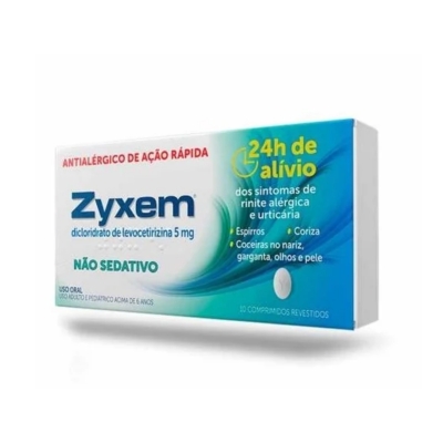Zyxem Dicloridrato de Levocetirizina 5mg 10 Comprimidos