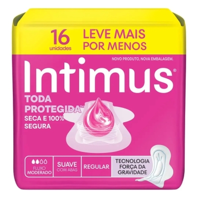 Absorvente Intimus Toda Protegida Cobertura Suave Com Abas 16 Unidades