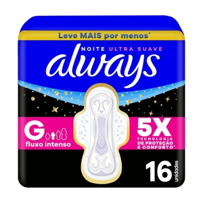 Absorvente Always Noite Ultra Suave com Abas 16 Unidades
