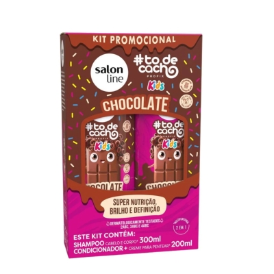 Kit Shampoo 300ml E Condicionador 200ml Chocolate Kids Nutrição Salon Line