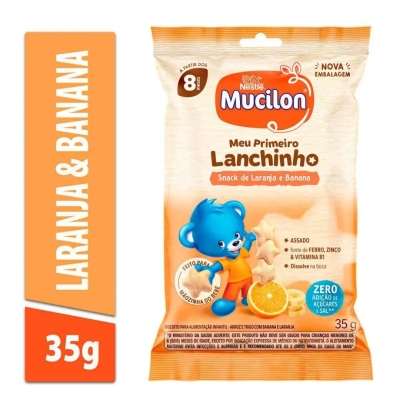 Snack Nestlé Mucilon Meu Primeiro Lanchinho Sabor Laranja e Banana Pacote 35g