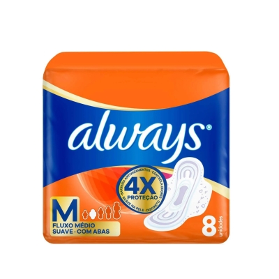 Absorvente Always Suave M Com Abas 8 unidades