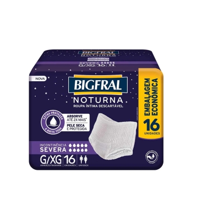 Roupa Íntima Descartável Unissex Bigfral Noturna Pants G/XG 16 Unidades