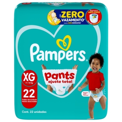 Fralda Pampers Pants Ajuste Total Mega XG 22 Unidades