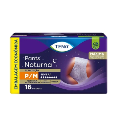 Roupa Íntima Descartável Unissex Tena Pants Noturna P/M 16 unidades