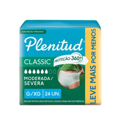 Roupa Íntima Descartável Plenitud Classic Unissex G/XG 24 unidades
