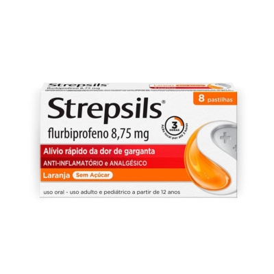 Pastilhas para Garganta Strepsils Laranja 8 Unidades