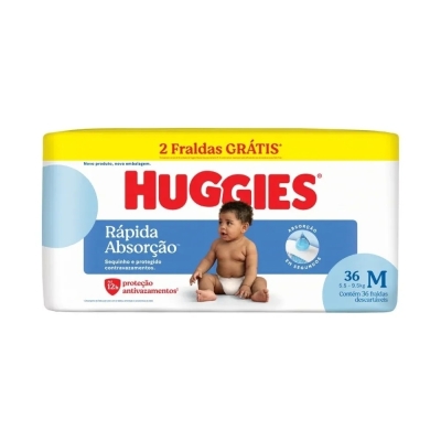 Fralda Huggies Rápida Absorção M 42 Unidades 