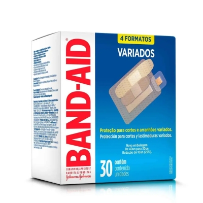Band-Aid Curativos Tamanhos Variados 30 Unidades