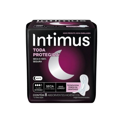 Absorvente Intimus Noturno Toda Protegida Com Abas Cobertura Seca 8 Unidades