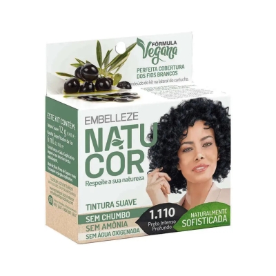 Tinta de Cabelo Permanente Embelleze Natucor - 1.110 Preto Intenso Profundo