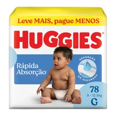 Fralda Huggies Rápida Absorção G 78 Unidades