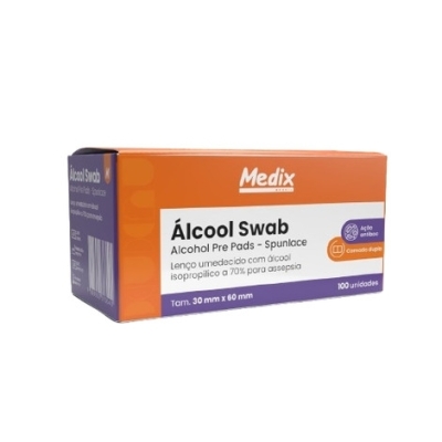 Álcool Swab Medix com 100 Unidades