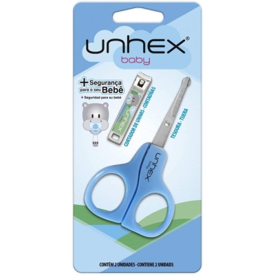 Tesoura unha merheje baby azul+cortador