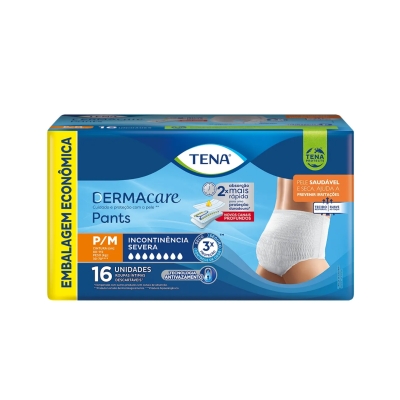 Roupa Íntima Descartável Tena Pants Dermacare Unissex P/M 16 unidades