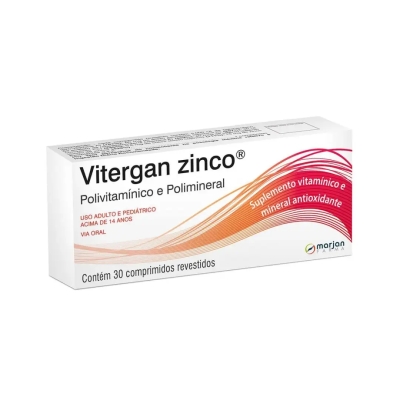 Polivitamínico Vitergan Zinco 15mg 30 Comprimidos