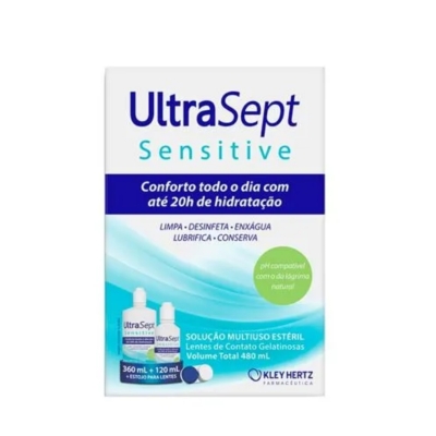 Kit Solução para Lentes de Contato Ultrasept Sensitive 360ml + 120ml