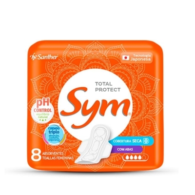 Absorvente Sym Total Protect Seca com Abas Com 8 unidades