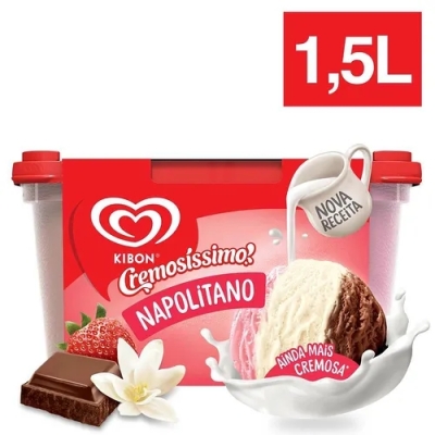 Sorvete Kibon Cremosíssimo Napolitano 1,5L