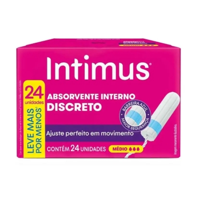 Absorvente Interno Intimus Discreto Médio 24 Unidades
